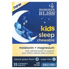 Mommy's Bliss Kids Sleep Chewable Melatonin + Magnesium Kids 3 Yrs+ Natural Grape 35 Chewable Tablets 679234071843