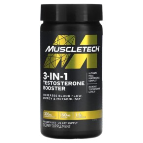 MuscleTech 3-in-1 Testosterone Booster 100 Capsules 631656610543