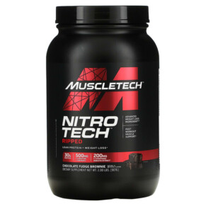 MuscleTech Nitro Tech Ripped Lean Protein + Weight Loss Chocolate Fudge Brownie 2 lbs (907 g) 631656709445