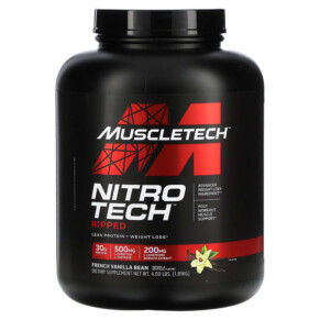 MuscleTech Nitro Tech Ripped Lean Protein + Weight Loss French Vanilla Bean 4 lbs (1.81 kg) 631656709575