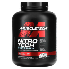 MuscleTech Nitro Tech Whey Protein Ultimate Muscle Building Formula Cookies and Cream 4 lbs (1.81 kg) 631656703313