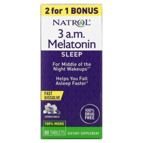 Natrol 3 A.M. Melatonin Sleep Lavender Vanilla 60 Tablets 047469078195