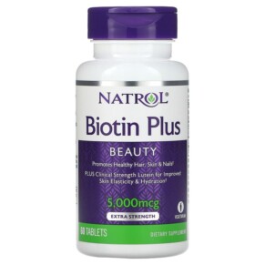 Natrol Biotin Plus Extra Strength 5.000 mcg 60 Tablets 047469071417