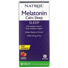 Natrol Melatonin Calm Sleep Fast Dissolve Strawberry 60 Tablets 047469060466