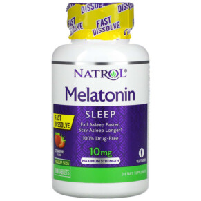 Natrol Melatonin Fast Dissolve Maximum Strength Strawberry 10 mg 100 Tablets 047469071509