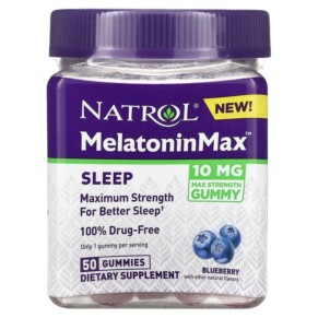Natrol Melatonin Max Sleep Blueberry 10 mg 50 Gummies 047469078812