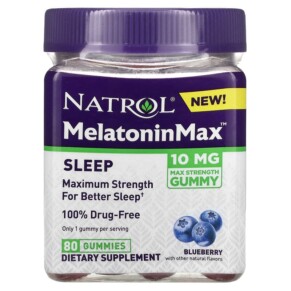 Natrol Melatonin Max Sleep Blueberry 10 mg 80 Gummies 047469079796