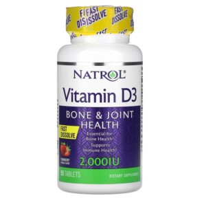 Natrol Vitamin D3 Bone & Joint Health Strawberry 2.000 IU 90 Tablets 047469058890