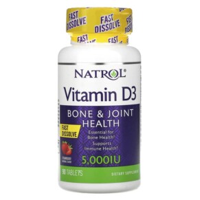 Natrol Vitamin D3 Bone & Joint Health Strawberry 5.000 IU 90 Tablets 047469058913