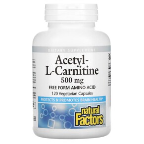 Natural Factors Acetyl-L-Carnitine 500 mg 120 Vegetarian Capsules 068958028064