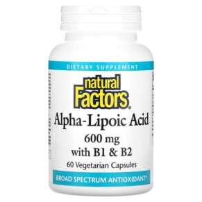 Natural Factors Alpha-Lipoic Acid with B1 & B2 600 mg 60 Vegetarian Capsules 068958021027