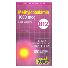 Natural Factors B12 Methylcobalamin 1.000 mcg 180 Chewable Tablets 068958012438