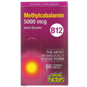 Natural Factors B12 Methylcobalamin 5.000 mcg 60 Chewable Tablets 068958012476