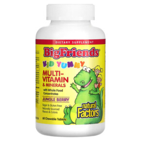 Natural Factors Big Friends Chewable Multi-Vitamin & Minerals Jungle Berry 60 Chewable Tablets 068958015491