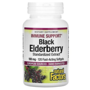 Natural Factors Black Elderberry 100 mg 120 Fast-Acting Softgels 068958047072