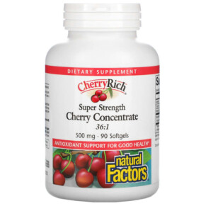 Natural Factors Cherry Concentrate Super Strength 500 mg 90 Softgels 068958045252