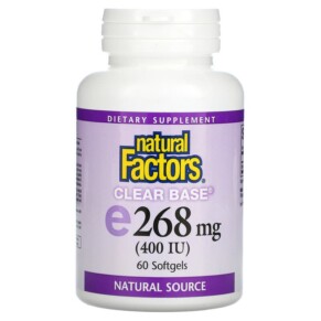 Natural Factors Clear Base Vitamin E 268 mg (400 IU) 60 Softgels 068958014432
