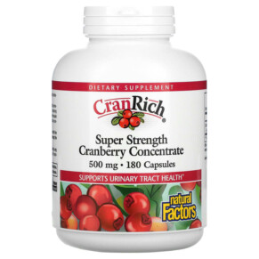 Natural Factors CranRich Super Strength Cranberry Concentrate 500 mg 180 Capsules 068958045139