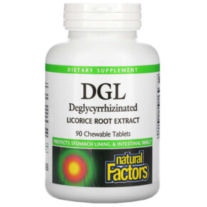 Natural Factors DGL Deglycyrrhizinated Licorice Root Extract 90 Chewable Tablets 068958045085