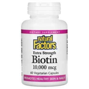 Natural Factors Extra Strength Biotin 10.000 mcg 60 Vegetarian Capsules 068958012636