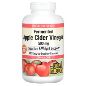 Natural Factors Fermented Apple Cider Vinegar 500 mg 360 Easy-to -Swallow Capsules 068958020549