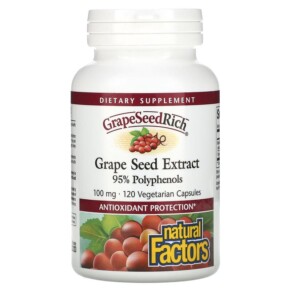 Natural Factors GrapeSeedRich Grape Seed Extract 100 mg 120 Vegetarian Capsules 068958045405
