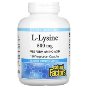 Natural Factors L-Lysine 500 mg 180 Vegetarian Capsules 068958028248