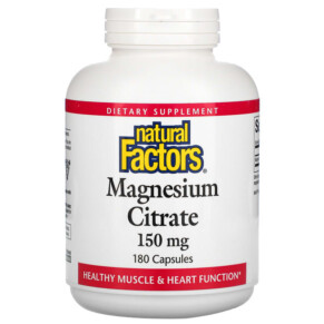 Natural Factors Magnesium Citrate 150 mg 180 Capsules 068958016535