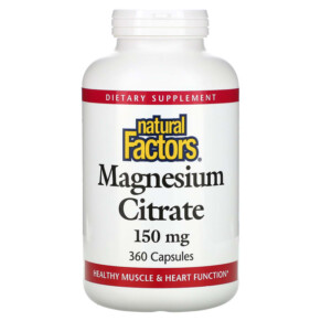 Natural Factors Magnesium Citrate 150 mg 360 Capsules 068958016559