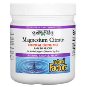 Natural Factors Magnesium Citrate Tropical Drink Mix 8.8 oz (250 g) 068958035420