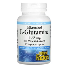 Natural Factors Micronized L-Glutamine 500 mg 90 Vegetarian Capsules 068958028200
