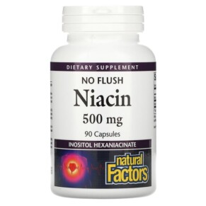 Natural Factors No Flush Niacin 500 mg 90 Capsules 068958012230
