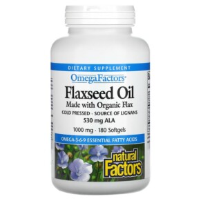 Natural Factors OmegaFactors Flaxseed Oil 1.000 mg 180 Softgels 068958022116