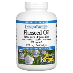 Natural Factors OmegaFactors Flaxseed Oil 1000 mg 360 Softgels 068958022123