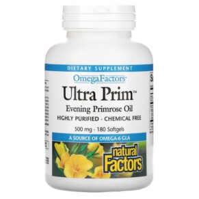 Natural Factors OmegaFactors Ultra Prim Evening Primrose Oil 500 mg 180 Softgels 068958023564