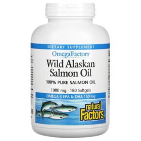 Natural Factors OmegaFactors Wild Alaskan Salmon Oil 1.000 mg 180 Softgels 068958022574