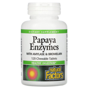 Natural Factors Papaya Enzymes with Amylase & Bromelain 120 Chewable Tablets 068958017495