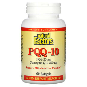 Natural Factors PQQ-10 PQQ 20 mg CoQ10 200 mg 60 Softgels 068958026190