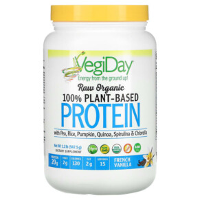 Natural Factors Raw Organic 100% Plant-Based Protein French Vanilla 1.2 lb (547.5 g) 068958029481