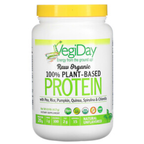 Natural Factors Raw Organic 100% Plant-Based Protein Natural Unflavored 0.9 lb (417 g) 068958029368