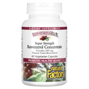 Natural Factors ResveratrolRich Super Strength Resveratrol Concentrate 60 Vegetarian Capsules 068958045276