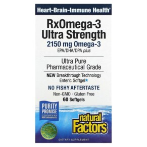 Natural Factors RxOmega-3 Ultra Strength 1075 mg 60 Softgels 068958354903