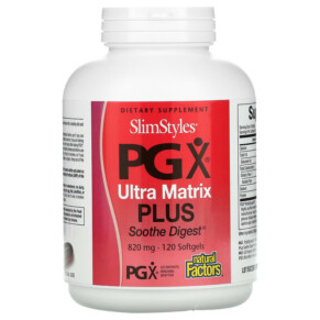 Natural Factors SlimStyles PGX Ultra Matrix Plus Soothe Digest 820 mg 120 Softgels 068958359113