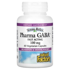 Natural Factors Stress Relax Pharma GABA 100 mg 60 Vegetarian Capsules 068958028361