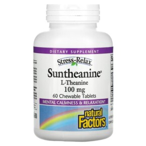 Natural Factors Stress-Relax Suntheanine L-Theanine 100 mg 60 Chewable Tablets 068958028323