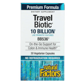 Natural Factors Travel Biotic BB536 10 Billion 30 Vegetarian Capsules 068958018133