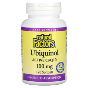 Natural Factors Ubiquinol Active CoQ10 100 mg 120 Softgels 068958207285