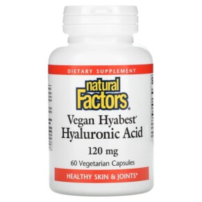 Natural Factors Vegan Hyabest Hyaluronic Acid 120 mg 60 Vegetarian Capsules 068958026800