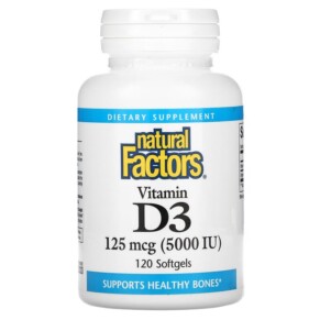 Natural Factors Vitamin D3 125 mcg (5.000 IU) 120 Softgels 068958010564