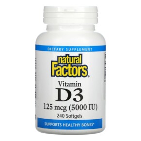Natural Factors Vitamin D3 125 mcg (5.000 IU) 240 Softgels 068958010618